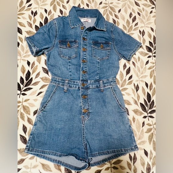 SWANK A Posh Blue Denim Romper One Piece - Picture 1 of 6